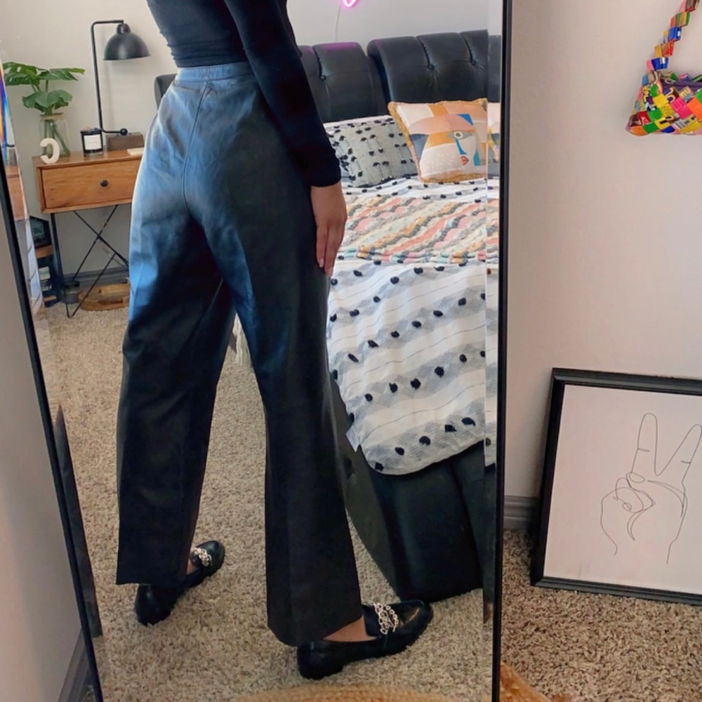 Vintage Black Leather Pants. Size 34.